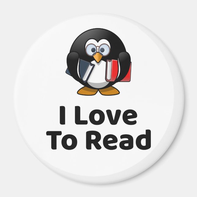 Imán Me Encanta Leer La Divertida Lectura Pingüino (Frente)