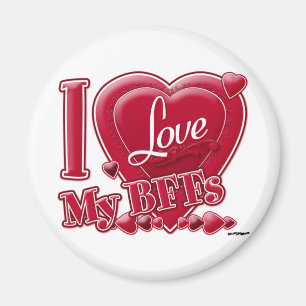 Imán Me encanta mi BFFs rojo - corazón