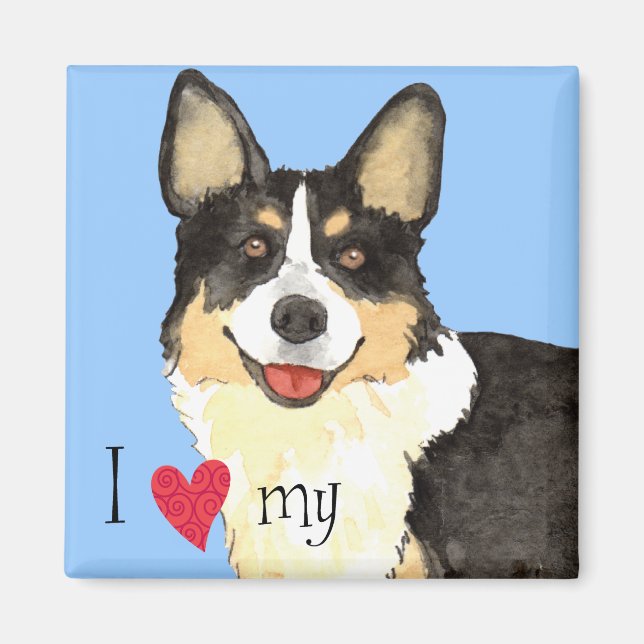 Imán Me encanta mi Cardigan Welsh Corgi (Frente)