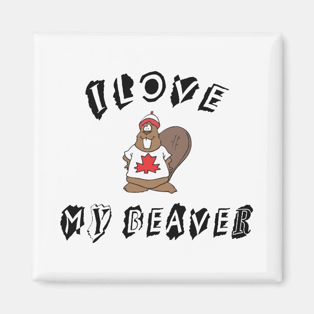 Imán Me encanta mi castor canadiense (Frente)