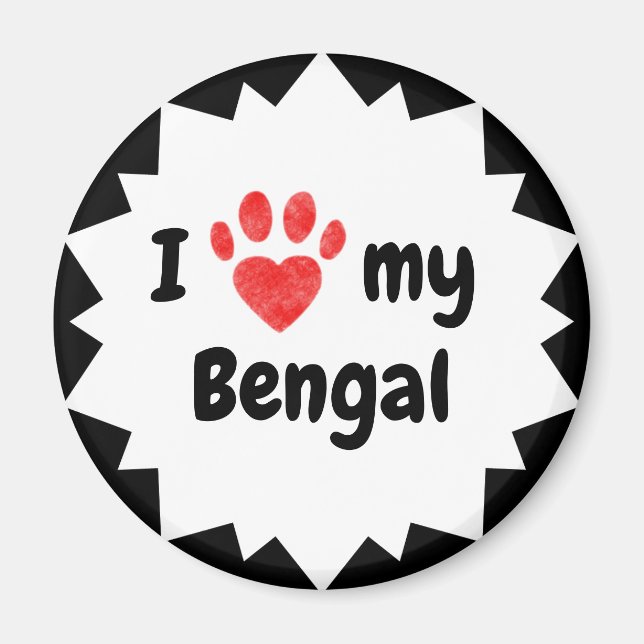 Imán Me encanta mi gato bengalí (Frente)