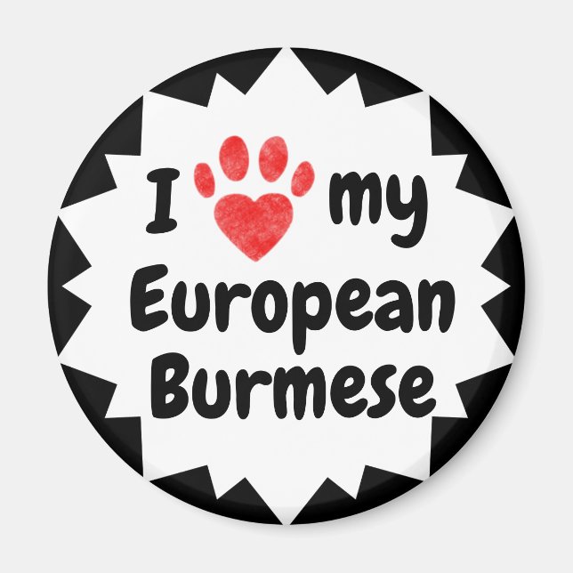 Imán Me encanta mi gato birmano europeo (Frente)