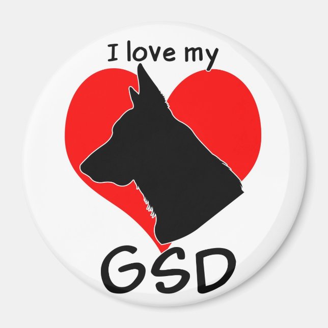 Imán ¡Me encanta mi GSD! (Frente)