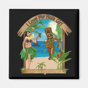 Imán Me encanta mi hula Chica Tiki Magnet