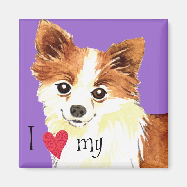 Imán Me encanta mi larga cabaña Chihuahua (Frente)