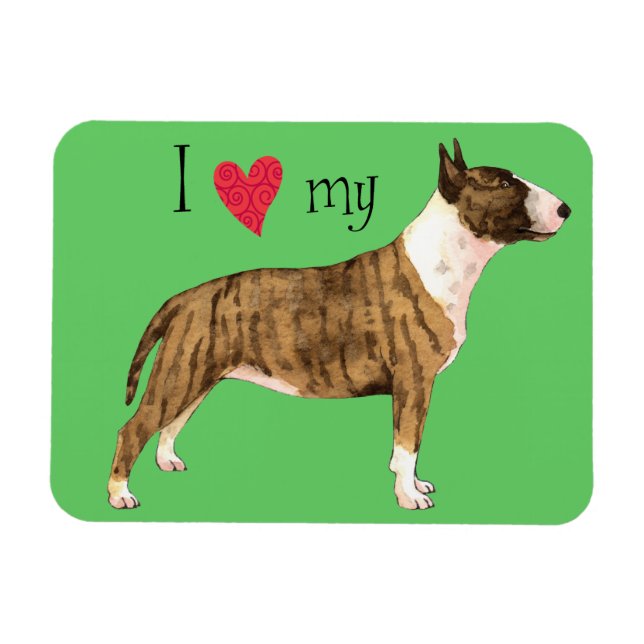 Imán Me encanta mi Mini Bull Terrier (Horizontal)