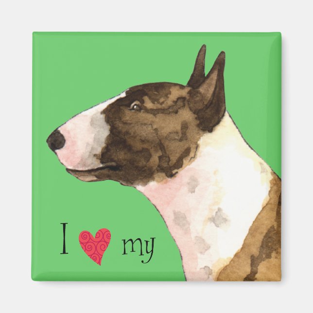 Imán Me encanta mi Mini Bull Terrier (Frente)