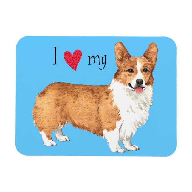 Imán Me encanta mi Pembroke Welsh Corgi (Horizontal)