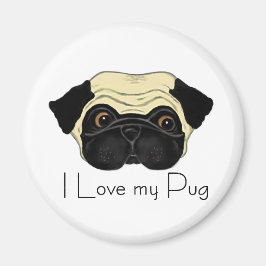 Imán Me encanta mi pug lindo pug y mi cita de amor