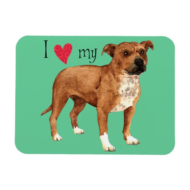 Imán Me encanta mi Staffordshire Bull Terrier (Horizontal)