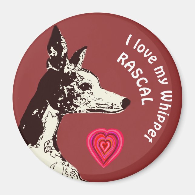 Imán Me encanta mi Whippet (Frente)
