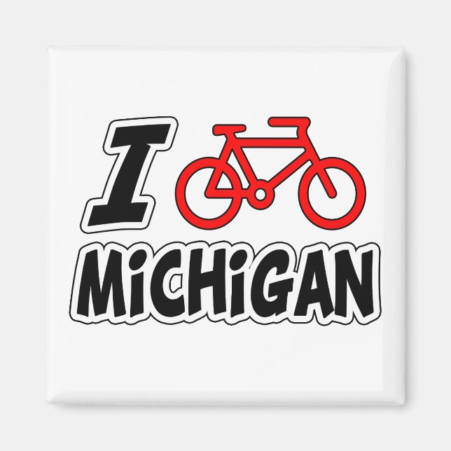 Imán Me encanta montar en bicicleta Michigan (Frente)