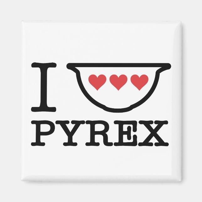 Imán Me encanta Pyrex - Mezcla Bowl con corazones (negr (Frente)