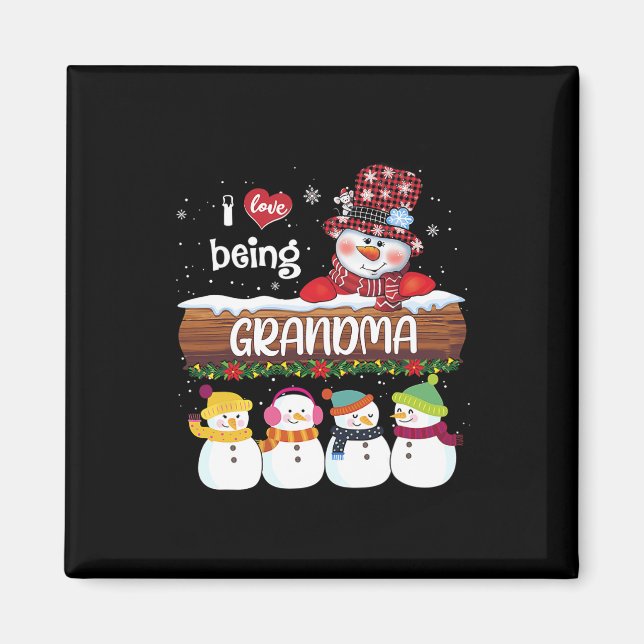 Imán Me Encanta Ser Abuela Navidades Snowman Familia De (Frente)