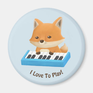 Imán Me encanta tocar Cute Fox en Piano Kids Magnet