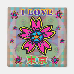 Imán "ME ENCANTA TOKIO" Flores Kanji Magnet
