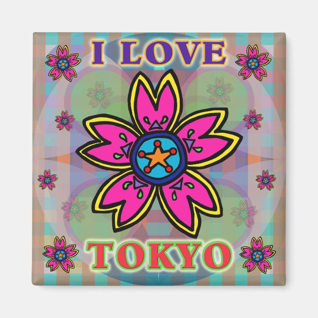 Imán "ME ENCANTA TOKIO" Flowers Magnet (Frente)