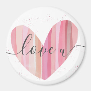 Imán Me encanta U Cute Pink Textured Heart