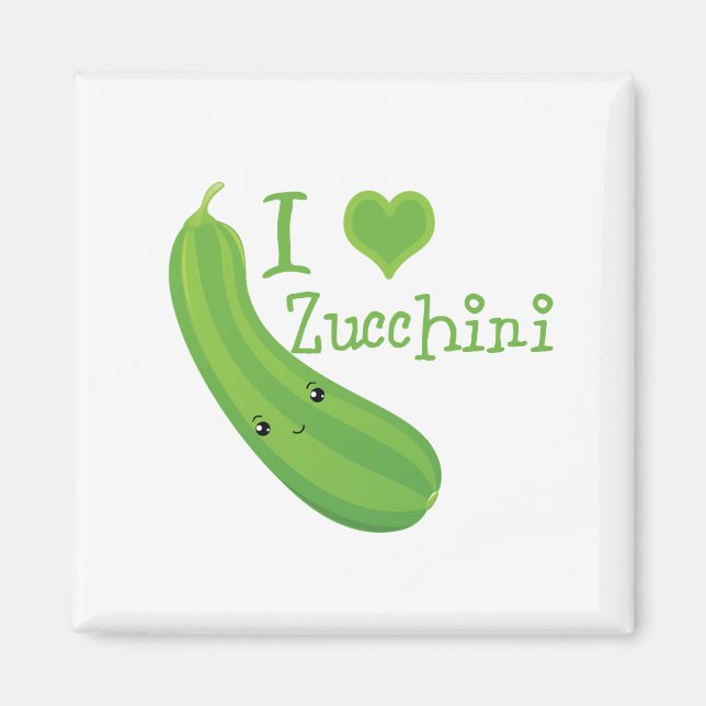 Imán Me encanta Zucchini Sonriendo Kawaii Zucchini (Frente)