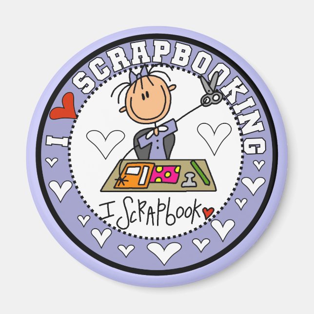 Imán Me encantan las camisetas y los regalos de Scrapbo (Frente)