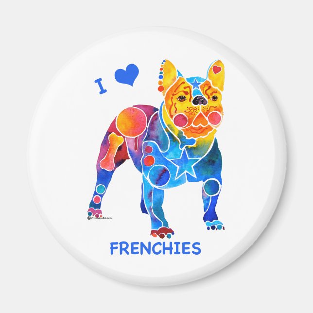 Imán Me encantan los Bulldoges franceses (Frente)