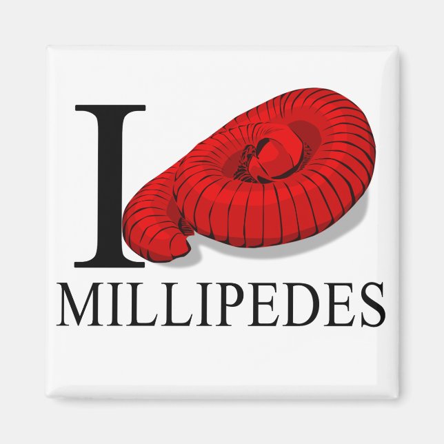 Imán Me encantan los imanes de Millipedes (Frente)