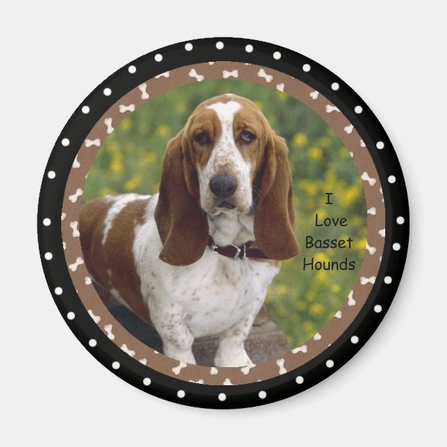Imán Me encantan los perros de Basset Hound (Frente)