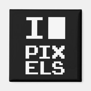 Imán Me encantan los píxeles, diseño geek, arte de píxe