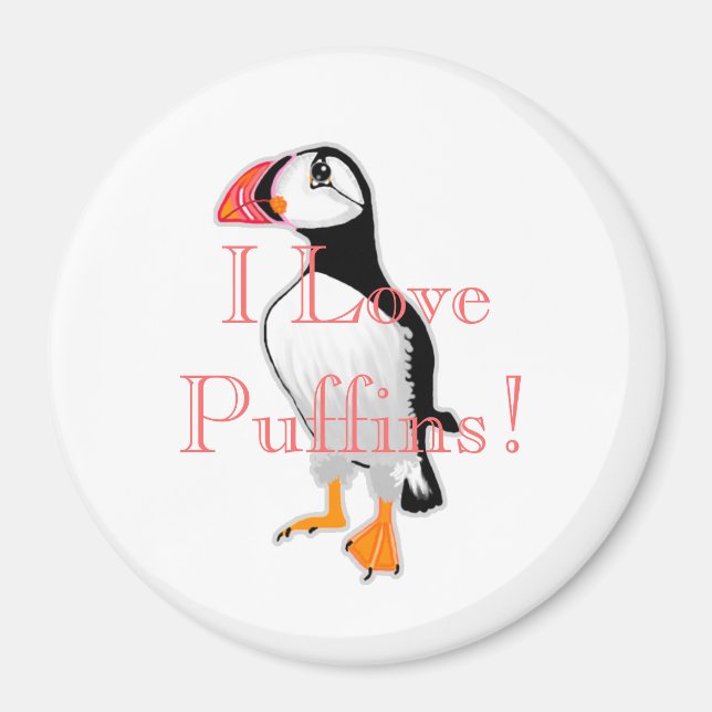Imán ¡Me Encantan Los Puffins! (Frente)