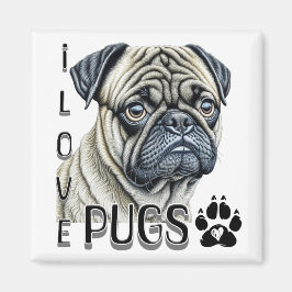Imán Me encantan los Pugs | Propietarios de perros call