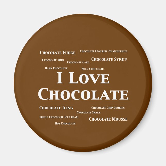 Imán Me encantan los regalos de chocolate (Frente)