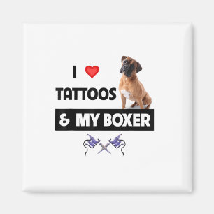 Imán Me Encantan Los Tatuajes Y Mi Bulldog De Boxer Tat