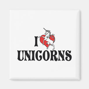 Imán Me Encantan los Unicornios de Corazón