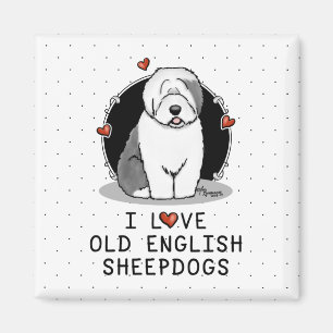 Imán Me encantan los viejos perros pastores ingleses (G