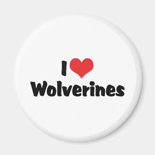 Imán Me encantan los Wolverines del corazón (Frente)
