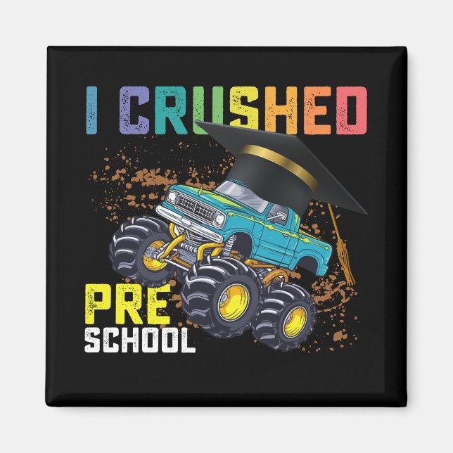 Imán Me Gradué de Preescolar con Camión Monstruo (Frente)