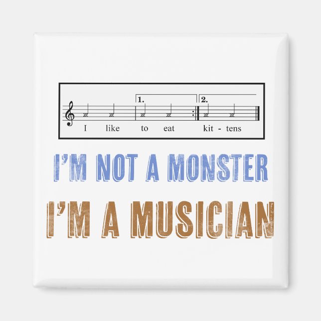 Imán Me gusta comer gatitos y la alfabetización musical (Frente)