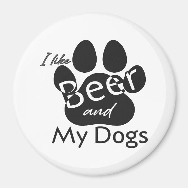 Imán Me gusta la cerveza y mis perros (Frente)