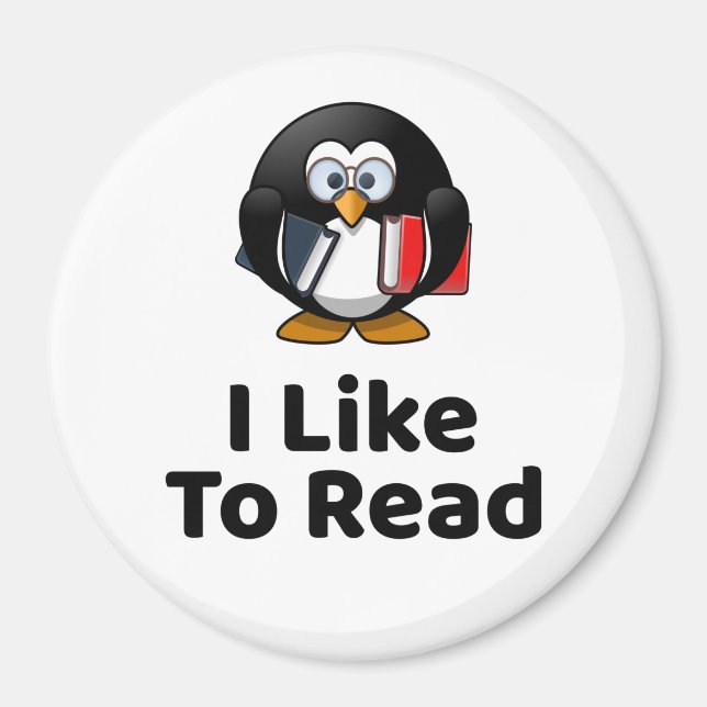 Imán Me Gusta Leer Lecturas Graciosas De Pingüino (Frente)