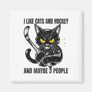Imán Me gustan los gatos y el hockey y quizás 3 persona