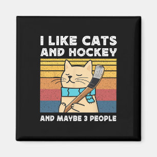 Imán Me gustan los gatos y el hockey y tal vez 3 person