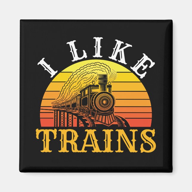 Imán Me Gustan Los Trenes Retro Lover (Frente)