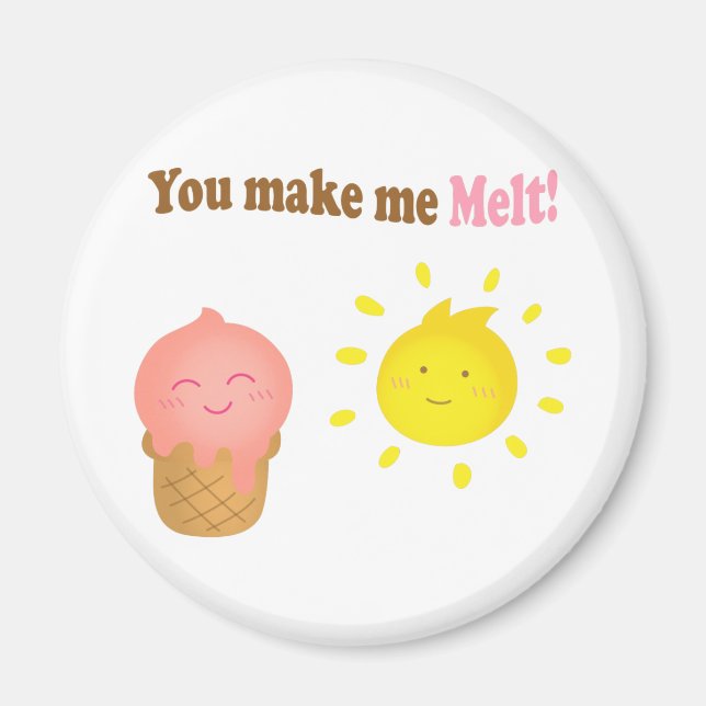Imán Me haces derretir, helado y sol, amor humor (Frente)