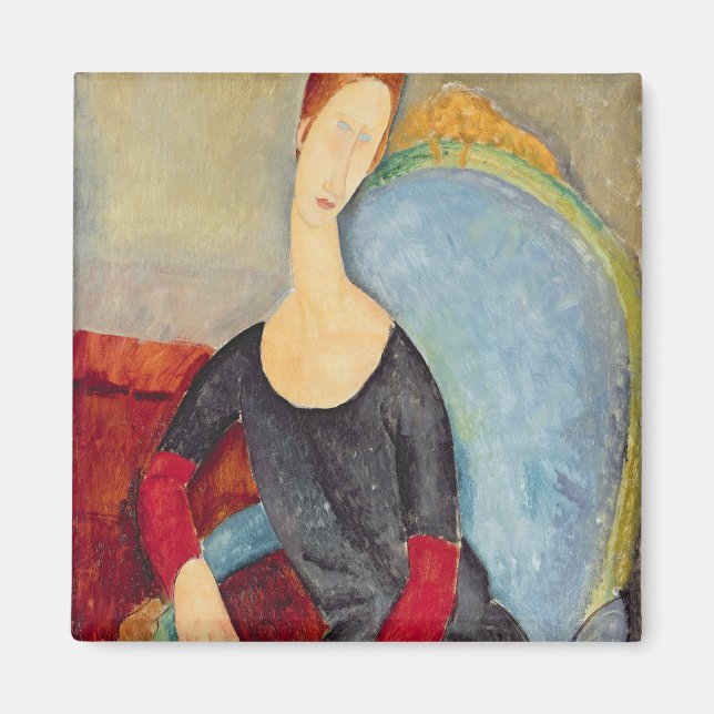 Imán Me Hebuterne en una silla azul, 1918 (Frente)