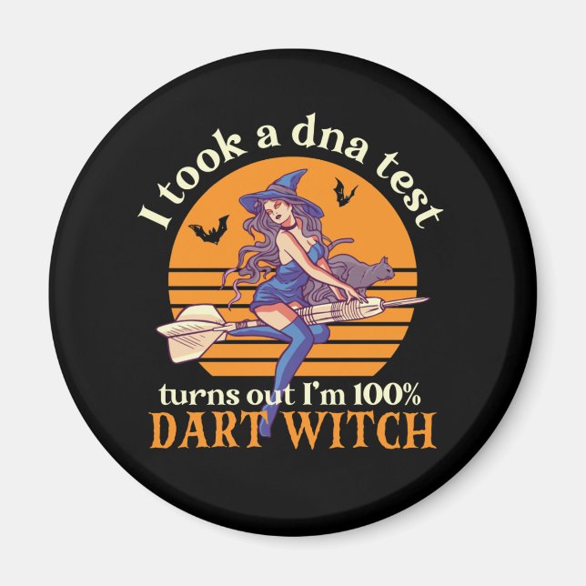 Imán Me hice la prueba de ADN Soy Dart Witch Funny Hall (Frente)