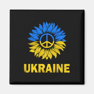 Imán Me mantengo con la bandera de girasol de Ucrania A