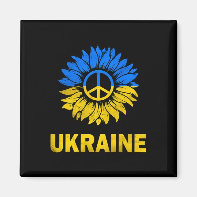 Imán Me mantengo con la bandera de girasol de Ucrania A (Frente)