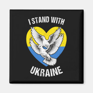 Imán Me mantengo con Ucrania Bandera ucraniana corazón