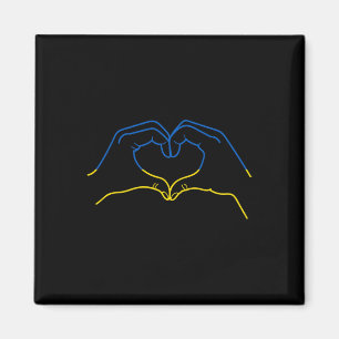 Imán Me mantengo con Ucrania corazón mano en colores de