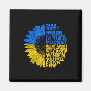 Imán Me mantengo con Ucrania Girasol Bandera de Ucrania
